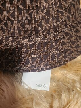 Michael Kors Brown and Tan MK Monogram Bucket Hat